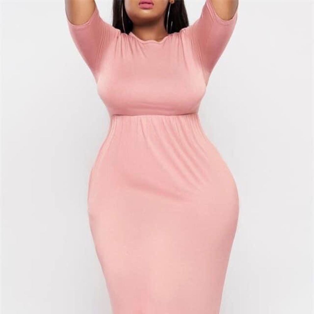 Pink Mermaid Style Long Maxi Dress